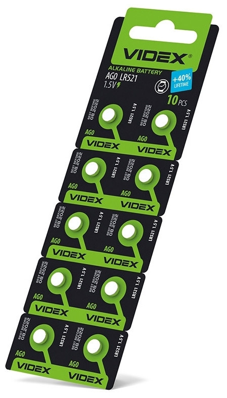 Батарейка годинникова Videx G0 LR521 Alkaline таблетка