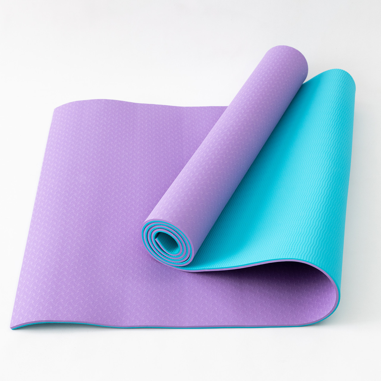 Килимок для йоги та фітнесу TPE (йога мат, каремат спортивний) OSPORT Yoga ECO Pro 6мм (FI-0076) Фіолетово-бірюзовий