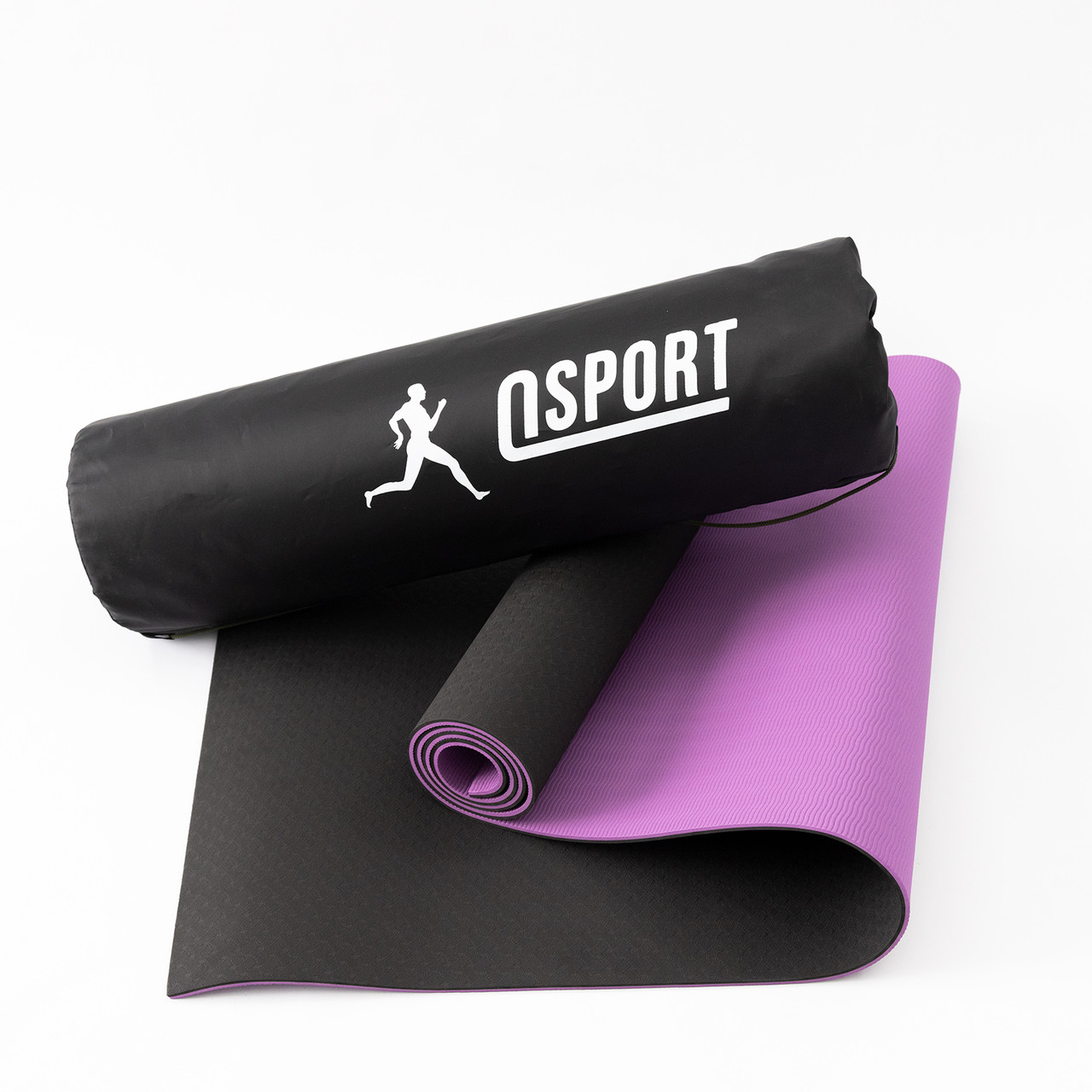 Килимок для йоги та фітнесу + чохол (мат, каремат спортивний) OSPORT Yoga ECO Pro 6мм (n-0007) Чорно-фіолетовий