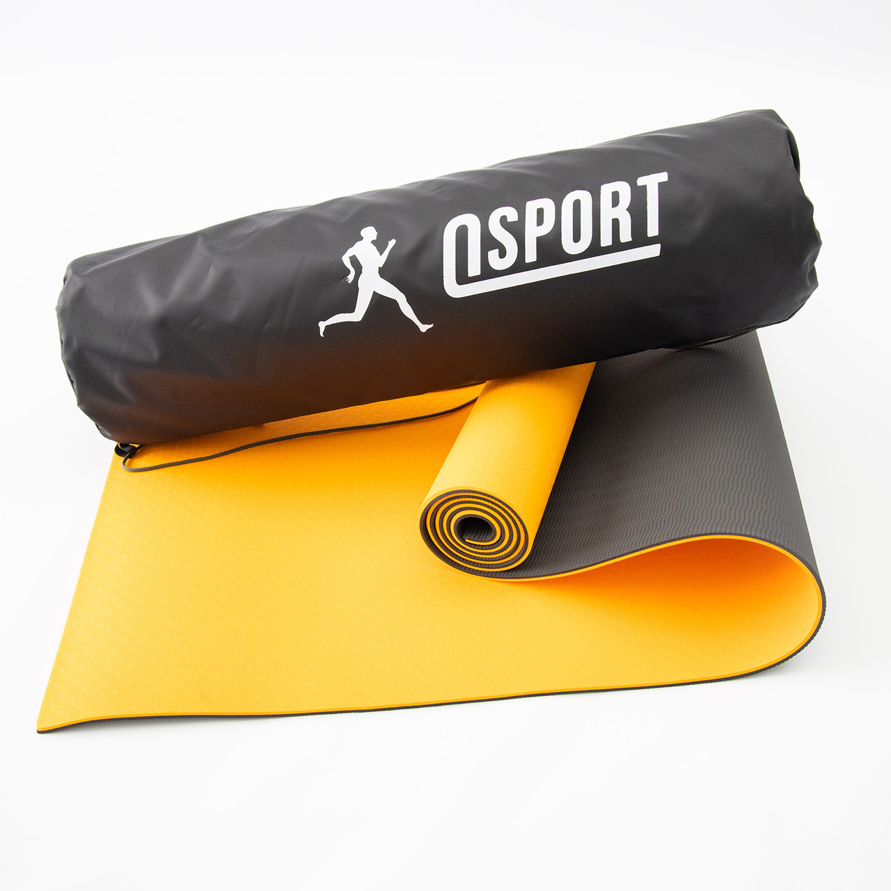 Килимок для йоги та фітнесу + чохол (мат, каремат спортивний) OSPORT Yoga ECO Pro 6мм (n-0007) Оранжево-чорний