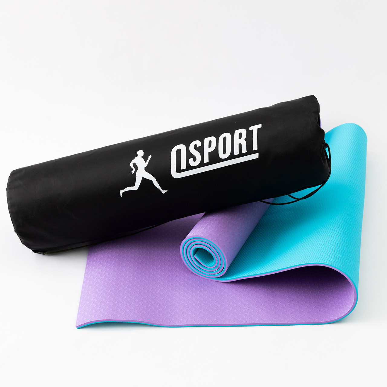 Килимок для йоги та фітнесу + чохол (мат, каремат спортивний) OSPORT Yoga ECO Pro 6мм (n-0007) Фіолетово-бірюзовий