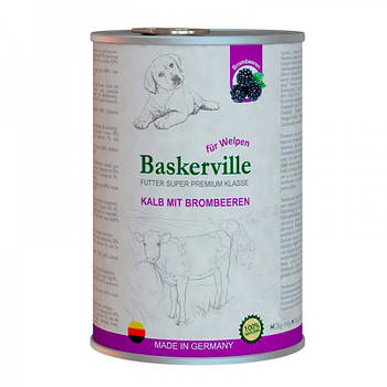 Консервированный корм для щенков Baskerville телятина и ежевика 400 г