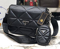 Женская сумка Prada, 2 в 1, тканевой ремень, кошелек, 25*17*9см, 931087