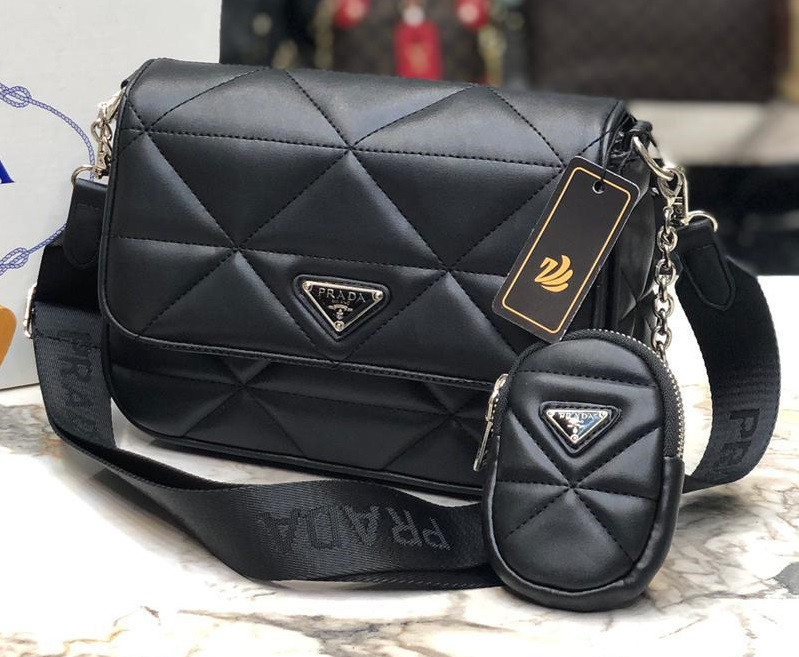 Жіноча сумка Prada, 2 в 1, тканинний ремінь, гаманець, 25*17*9см, 931087, фото 1