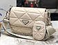 Жіноча сумка Prada, 2в 1, тканинної ремінь, гаманець, бежева, 24*19 см, 931093, фото 2
