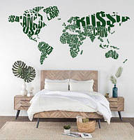 Наклейка на стіну Карта світу з назв країн (текстова карта хмара тегів країни) матова 2500х1200 мм