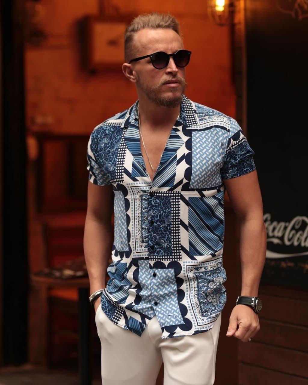 Чоловіча сорочка M798 блакитна, фото 1