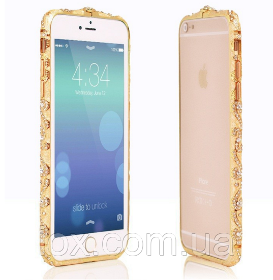 Золотой бампер с камнями Сваровски для Iphone 6