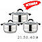 Набір кухонного посуду з неіржавкої сталі 6 предметів Edenberg EB-2411 Набір каструль для з товстим дном, фото 3