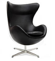 Кресло дизайнерское эко кожа СДМ-Групп Эгг (Egg), ножка металл, цвет черный