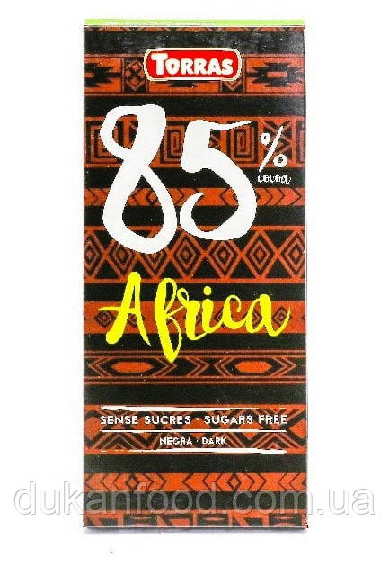 Torras Чорний шоколад 85% Africa Dark, без цукру, 100г