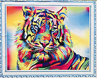 50*40см Тигр в стиле поп-арт, алмазная живопись, полная выкладка
