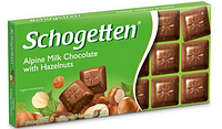 Немецкий молочный шоколад Schogetten Alpine Milk Chocolate with Hazelnuts лесной орех, 100 г