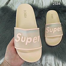 Жіночі шльопанці сланці бежеві Violeta, ХІТ сезону!