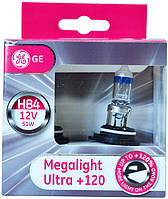 Лампа галогеновая HB4 12V 51W P22d +120% Megalight Ultra General Electric 2 шт