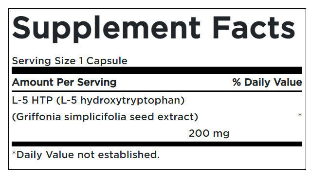 5-гідрокси L-триптофан Swanson 5-HTP Maximum Strength 200 мг - 60 капс., фото 2