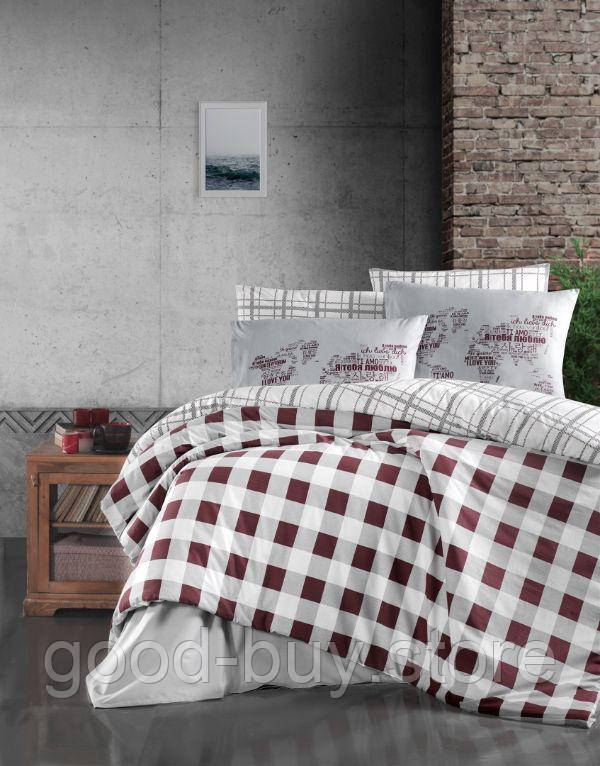 First Сhoice Edmon Dark red постільна білизна ранфорс евро 200х220