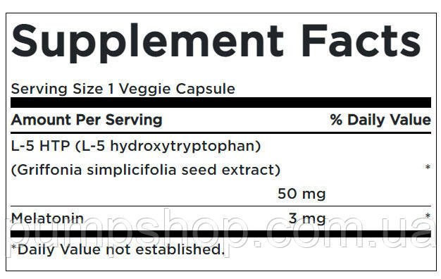 5-гідроксі L-триптофан (для підвищення серотоніну) Swanson 5-HTP & Melatonin 30 капс., фото 2