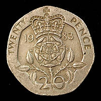 Монета Великобританії 20 пенсів 1982-84 рр.