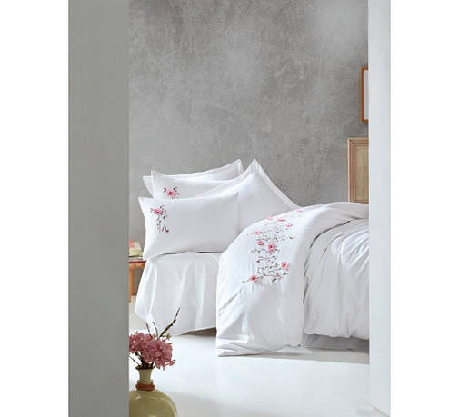 Постільна білизна Cotton Box 3D BRODE SATEN PERLA двоспальний євро, фото 1