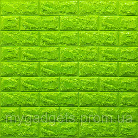 Декоративна 3D панель самоклейка під цеглу Зелений 700х770х5мм (013-7), фото 2