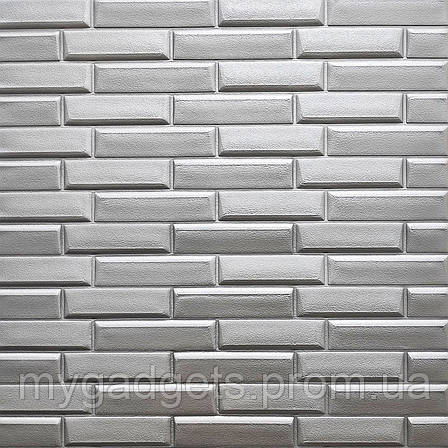 Самоклеюча декоративна 3D панель кладка срібло 770х700х7 мм (034), фото 2
