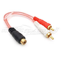 Перехідник 2х штекер RCA — гніздо RCA, мідь, 0.2 м, фото 3