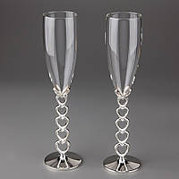 Свадебные бокалы 24.5см, материал мельхиор и стекло, цвет серебро (009G)