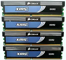 Ігрова оперативна пам'ять Corsair XMS2 DDR2 8 Gb (4x2Gb) 800MHz PC2-6400U 2R8 CL5 (CM2X2048-6400C5C) Б/В