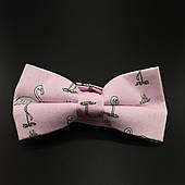 Краватка-метелик з принтом фламінго-рожевій