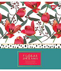 Зошит для записів А5/18 кл. YES "Floral dreams" фольга золото+софт-тач+УФ-виб., 10 шт/уп.