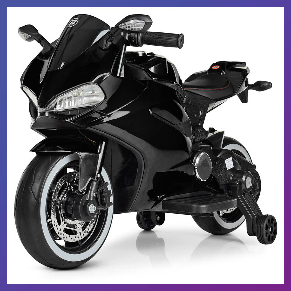 Дитячий електро мотоцикл двоколісний на акумуляторі Ducati M 4104ELS-2 для дітей 3-8 років автопофарбування чорний