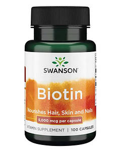 Біотин Swanson Biotin 5000 мкг 100 капс.