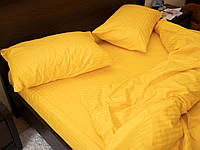 Двуспальный комплект постельного белья Желтый страйп сатин Виталина