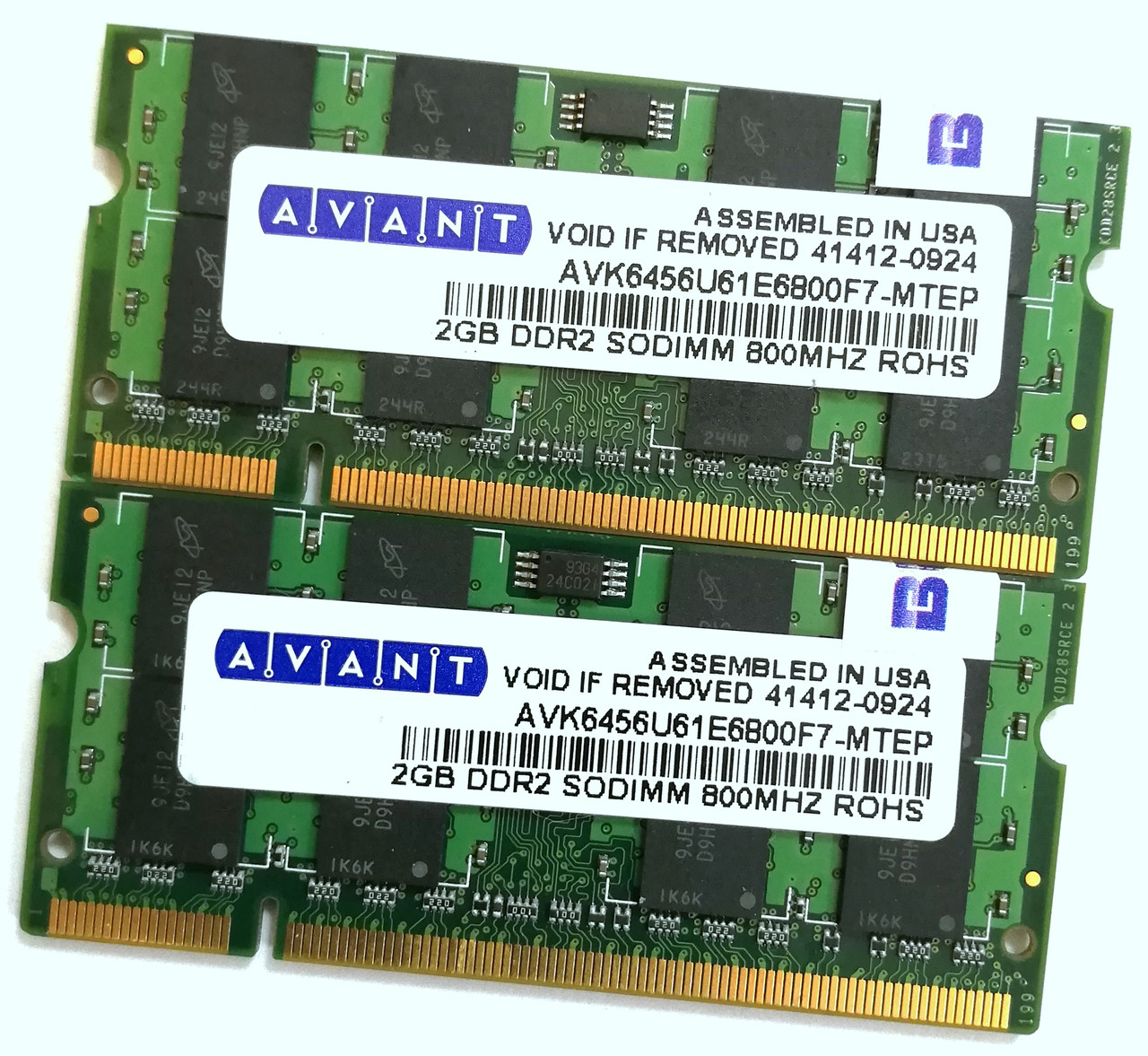 Пара оперативної пам'яті для ноутбука Avant SODIMM DDR2 4Gb (2*2Gb) 800MHz 6400s CL6 AVK6456U61E6800F7-MTEP Б/В