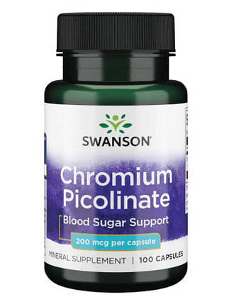 Піколінат хрому Swanson Chromium Picolinate 200 мкг 100 капс., фото 1