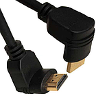 Шнур HDMI (шт.угловой- шт.угловой) Vers.-1,4, діам.-6мм, gold, 1м, чорний
