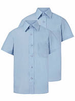 Школьная рубашка для мальчика с коротким рукавом George, голубая, размеры 104-176