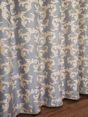 Штора льон Damask Premium сірий, фото 1
