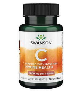 Вітамін С з шипшиною Swanson Vitamin C with Rose Hips 1000 мг 30 капс.