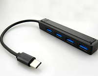 Type-c хаб на 4 порти USB KY-163 Чорний
