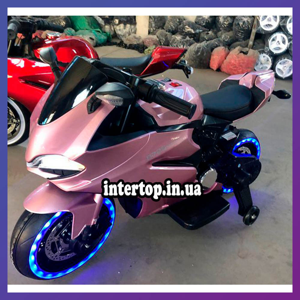 Дитячий електро двоколісний мотоцикл на акумуляторі Ducati M 4104 для дітей 3-8 років автопокраска рожевий