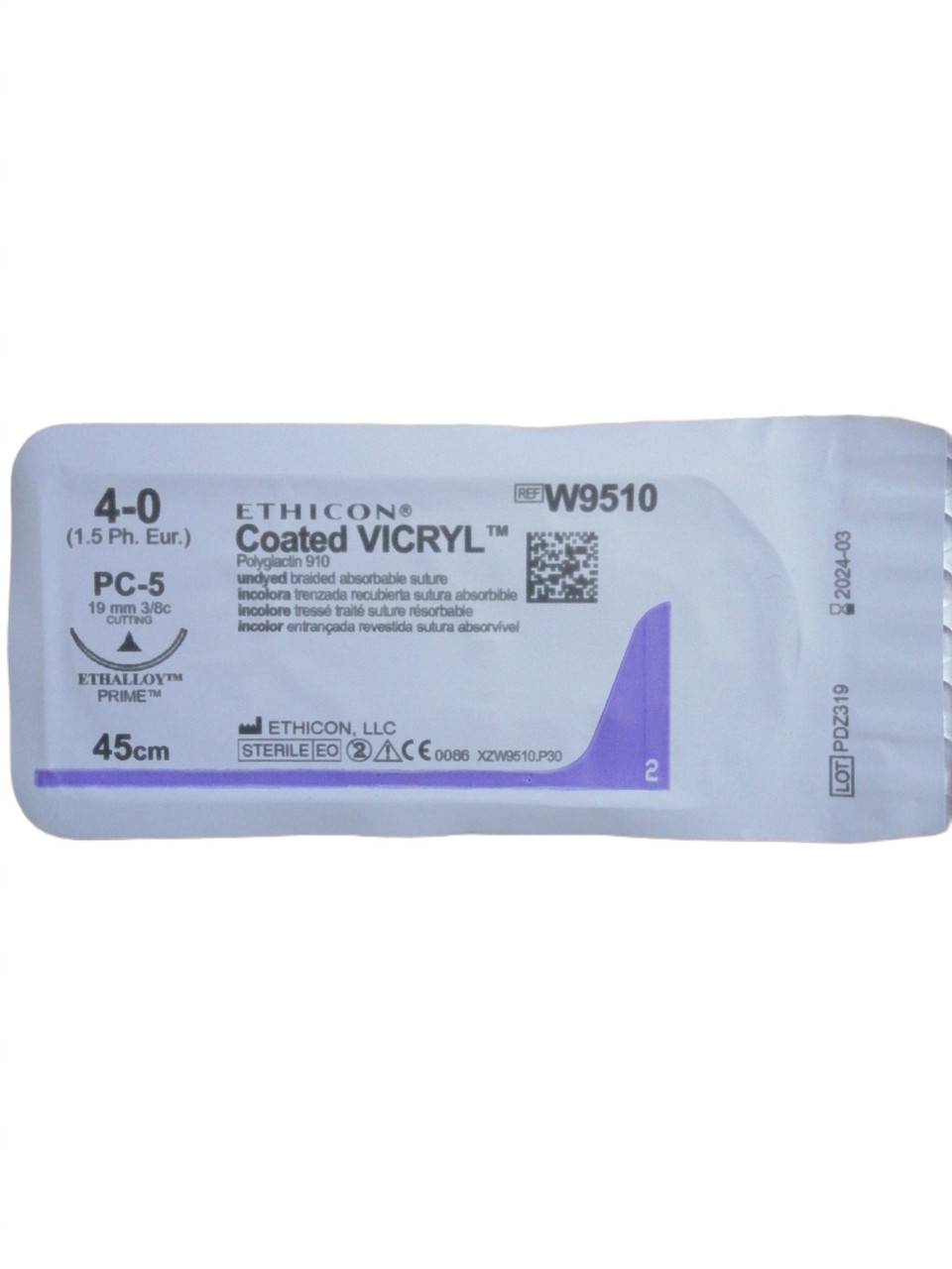 Вікріл 4/0 ріж. 3/8кола 19мм, 45см(W9510Т)