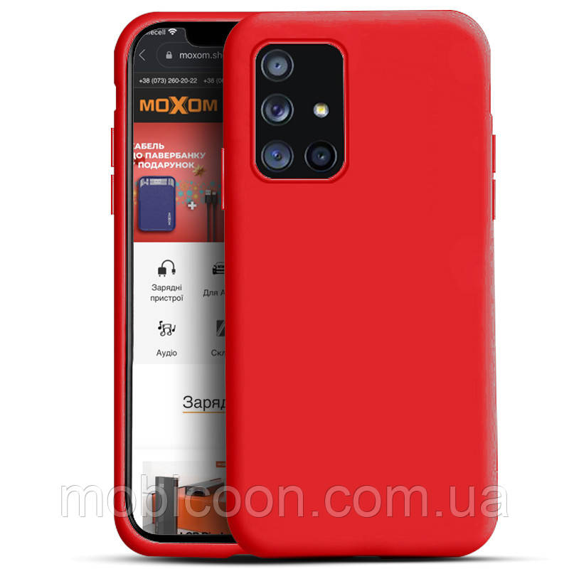 Чохол Silicone Case (c мікрофіброю) для Samsung A52 Red, фото 1