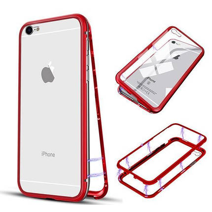 Магнітний чохол для iPhone 6 /6s Magnetic Case, протиударний чохол накладка прозорий чорний, фото 3