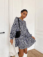 Платье мини Мадрид женское красивое из шелка свободного кроя в зебровый принт Smdi5844