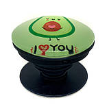 Тримач (попсокет) для телефону Trands Series with Glass (avocado I love you), фото 3