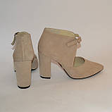 Замшеві туфлі на високому, широкому підборі, фото 4