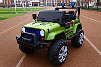 Дитячий двомісний електромобіль на управлінні Джип Jeep T-7843 на EVA колесах з MP3 / зелений