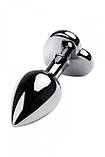 Анальна пробка Silver anal plug TOYFA Metal with white heart-shaped gem, фото 3